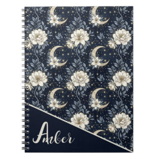 Carnet Création florale céleste et lune croissante de min