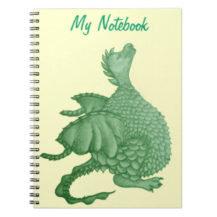 Carnet créature imaginaire mythique dragon vert mignon