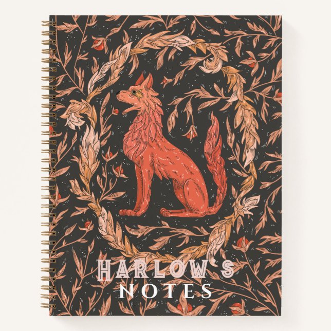 Carnet Créature mythique rouge ressemblant à un loup ou r (Devant)