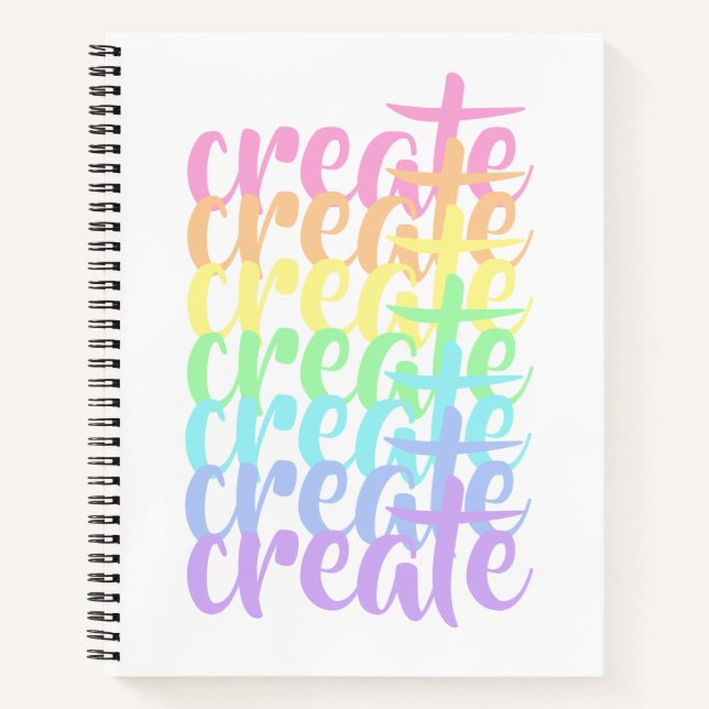 Carnet "Créer" Pastel Rainbow Words (Devant)