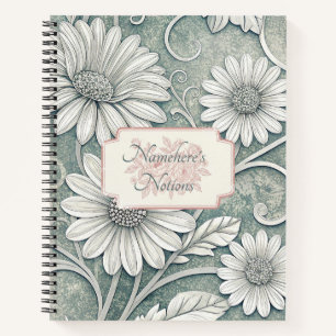 Carnet Créez vos propres marguerites blanches Floral vint