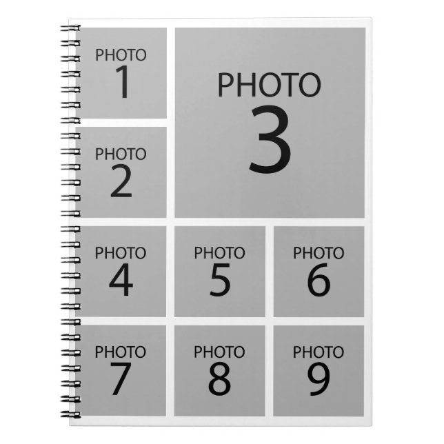 Carnet Créez votre collage modèle personnalisé 9 PHOTO (Devant)
