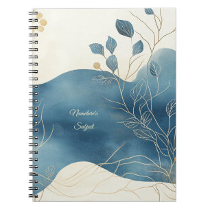Carnet Créez Votre Propre Floral Minimaliste Bleu Ondulé 