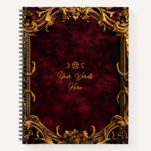 Carnet Créez votre propre velours rouge bordeaux doré