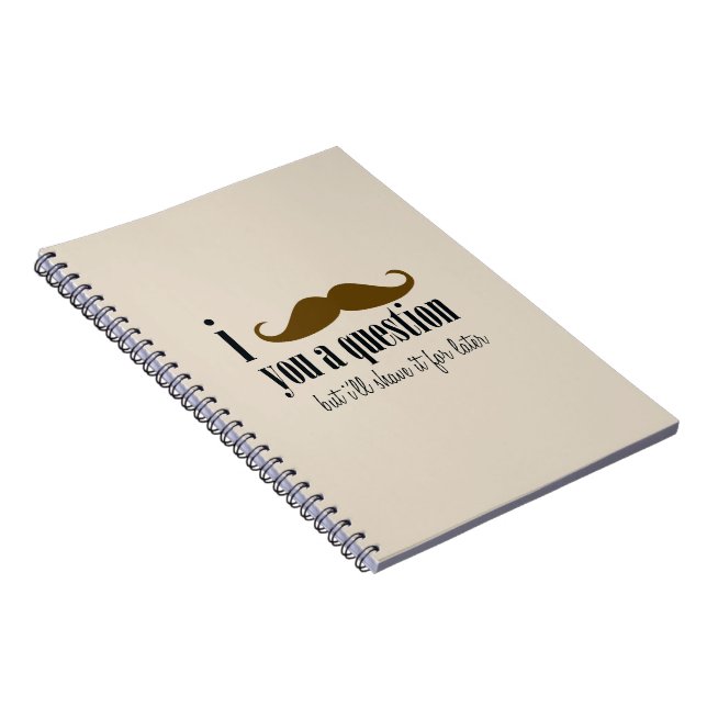Carnet Crème Brown Moustache Vous Une Question Amusant Hu (Côté Droit)