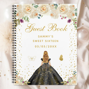 Carnet Crème Floral Blonde cheveux Princesse Sweet sixtee