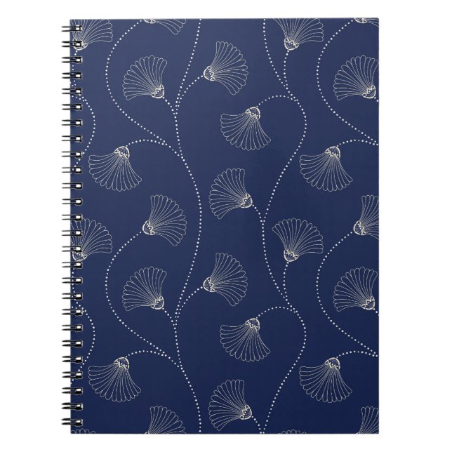 Carnet Crème Florale Art Nouveau Indigo (Devant)