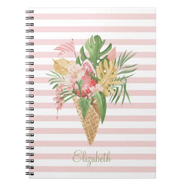 Carnet Crème glacée, Fruit Feuille tropical, Grès roses (Devant)