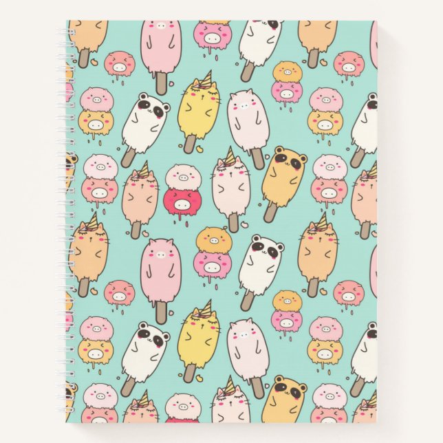 Carnet Crème glacée Kawaii (Devant)