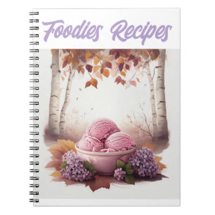 Carnet Crème Glacée Rose avec Fleurs de Lilas Recettes po