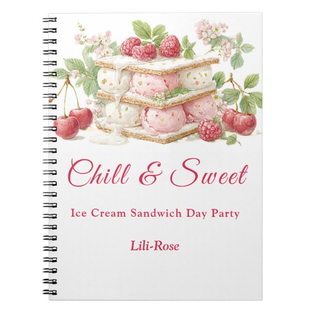 Carnet Crème glacée Sandwich Day Aquarelle Invitation (Devant)