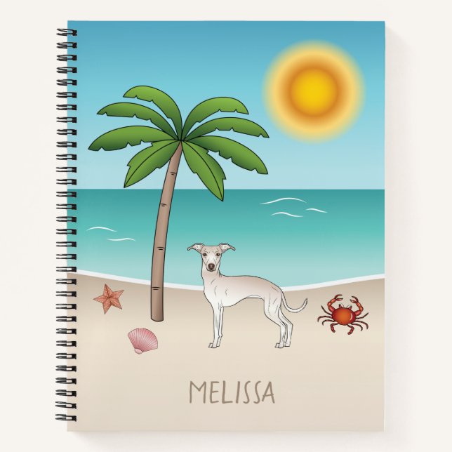 Carnet Crème Greyhound Italien À Tropical Summer Beach (Devant)