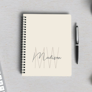 Carnet Crème Monogramme minimaliste moderne