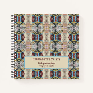 Carnet Crème rouge bleu Motif géométrique sans couture