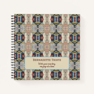 Carnet Crème rouge bleu Motif géométrique sans couture