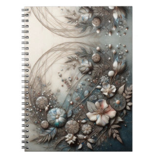 Carnet Crème sarcelle 3D sculptural botanique floral 