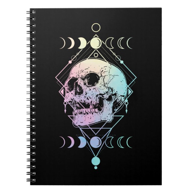 Carnet Crescent Moon Crâne Occulte Cuisine Pastel Goth (Devant)