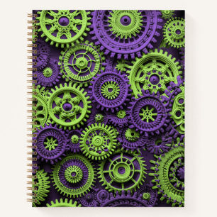 Carnet Crochet Steampunk Gear Lime Motif Purple
