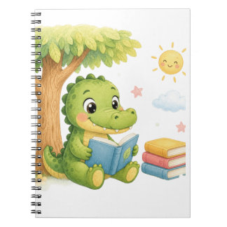 Carnet Crocodile Mignon Lisant Sous un Arbre