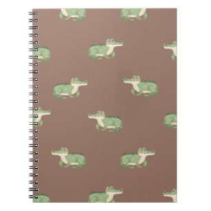 Carnet Crocodiles à l'aquarelle sur fond marron
