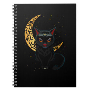 Carnet Croissant de chat gothique noir Wicca Goth Kitten