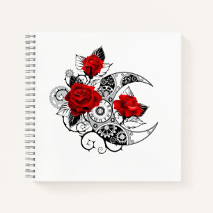 Carnet Croissant mécanique avec roses rouges