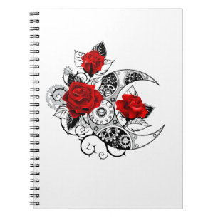 Carnet Croissant mécanique avec roses rouges