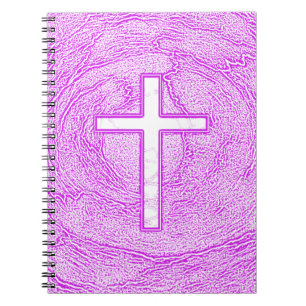 CARNET CROIX BLANCHE SOULIGNÉE EN ROSE
