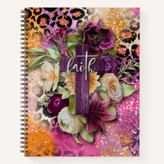 Carnet Croix florale sur Empreinte de léopard Parties sci
