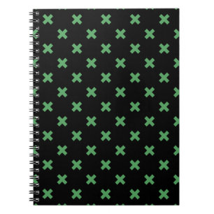 Carnet Croix verte coutures sur noir