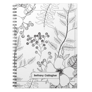 Carnet Croquis botanique noir et blanc Personnalisé