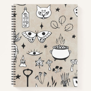 Carnet Croquis bouteille de chat papillon étoile feuille