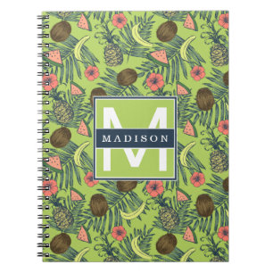 Carnet Croquis de fruit tropical sur le motif vert