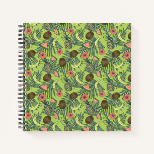 Carnet Croquis de fruits tropicaux sur Motif vert