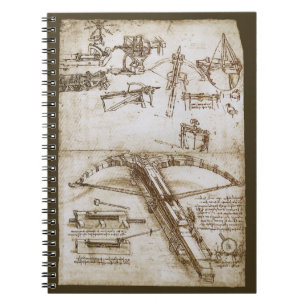 Carnet Croquis de l'arme de l'arbalète géante de Léonard 