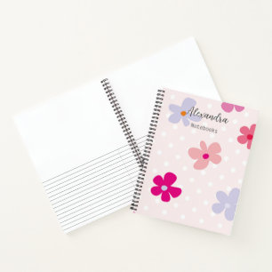 Carnet Croquis de monogramme et lignes motif floral rose 