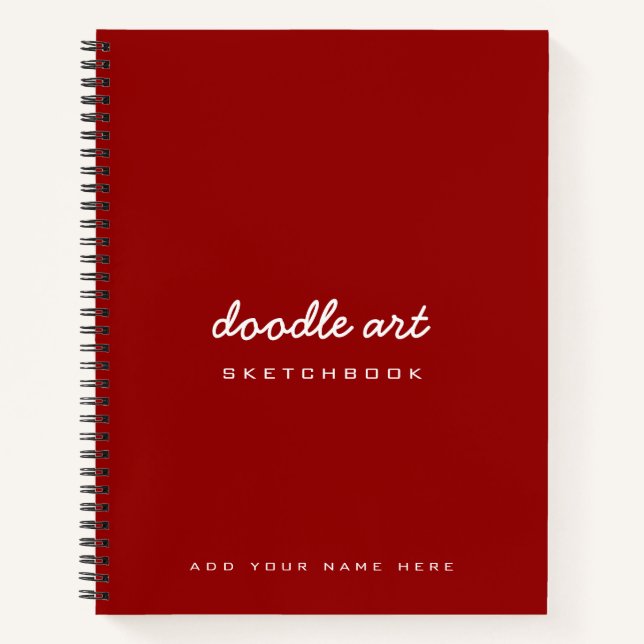 Carnet croquis de nom de l'art du doodé rouge (Devant)
