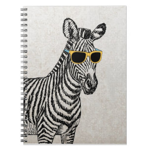 Carnet Croquis de zèbre cool mignon et drôle avec lunette