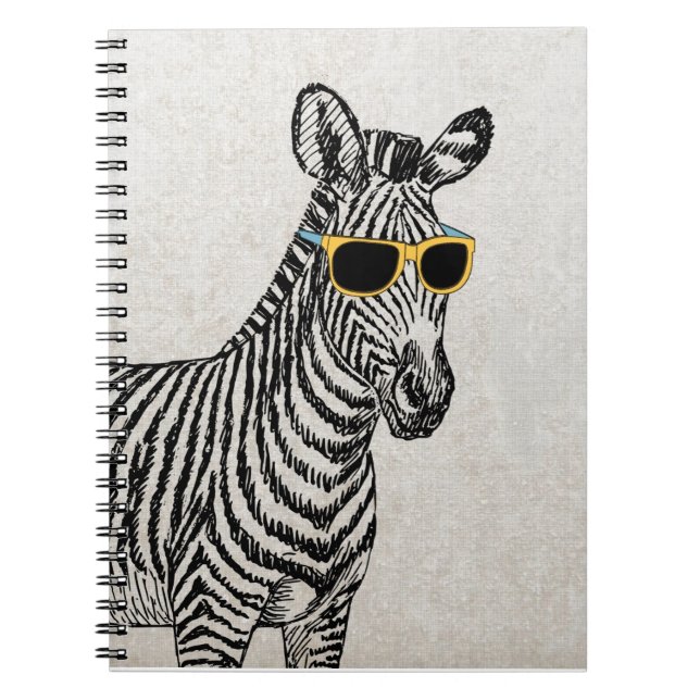 Carnet Croquis de zèbre cool mignon et drôle avec lunette (Devant)