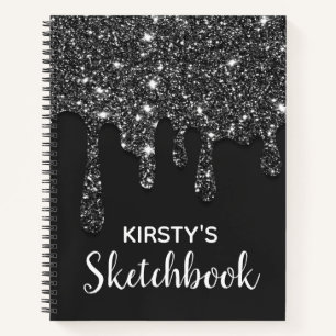 Carnet Croquis Luxueux Noir Paillettes qui Coulent