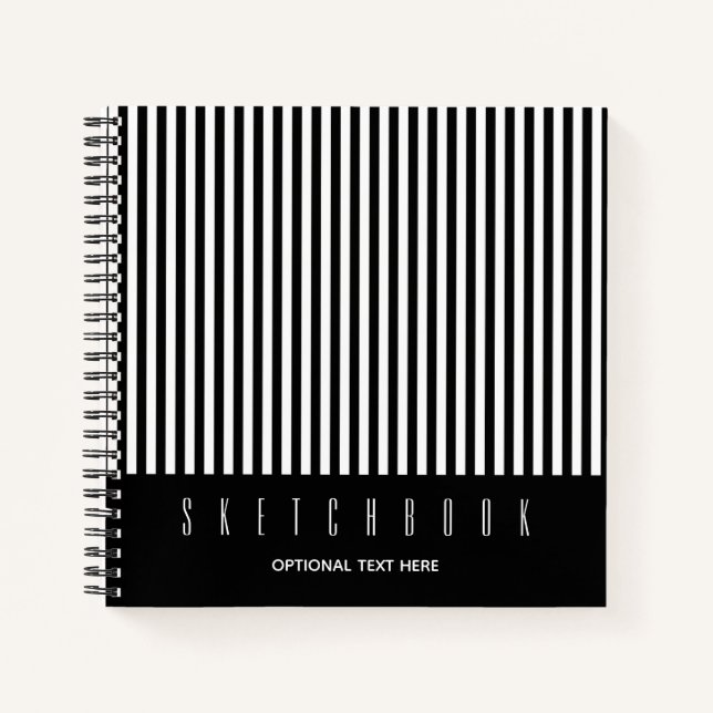 Carnet Croquis Motif en ligne verticale noir blanc (Devant)