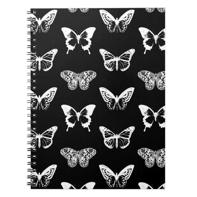 Carnet Croquis papillon, blanc et noir (Devant)