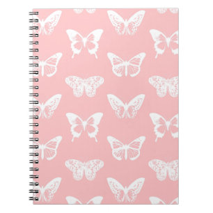 Carnet Croquis papillon, rose coquille et blanc