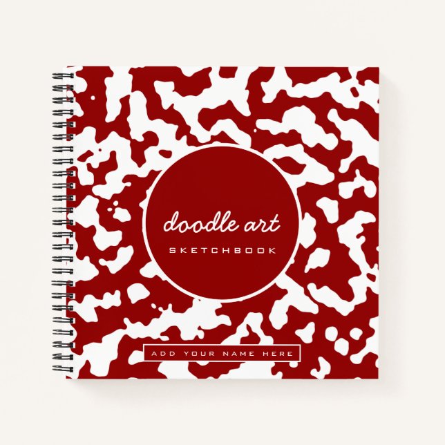 Carnet croquis rouge blanc doodart cow image (Devant)