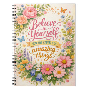 Carnet Croyez en vous Citation Inspirante Florale