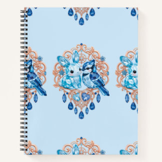 Carnet Crystal Blue Bunny and Blue Jay Heart