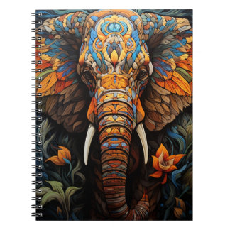 Carnet Cuaderno Animales En Arte Vitral Elefante