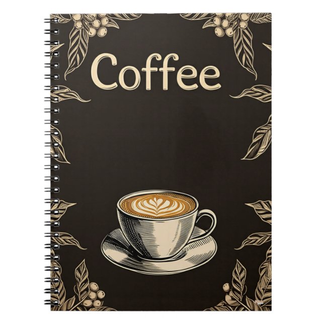 Carnet Cuaderno Coffee Latte Cup avec Feuilles et cerises (Devant)