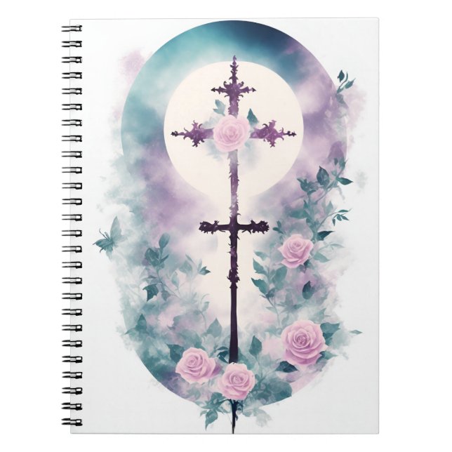 Carnet Cuaderno cross tattoo flower 33 (Devant)