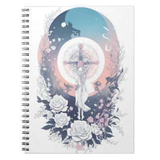 Carnet Cuaderno cross tattoo flower 35